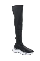 Čizme iznad koljena AVENTUR s dodatkom kože Karl Lagerfeld crna