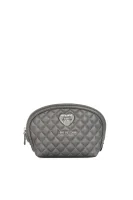 Heart Quilted Cosmetic Bag Love Moschino srebrna