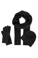 Beanie + scarf + gloves  Tommy Hilfiger grafitna