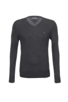 Plaited CTN Silk V-nk Sweater Tommy Hilfiger siva