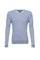 Plaited CTN Silk V-nk Sweater Tommy Hilfiger svijetloplava