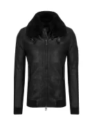 Leather jacket Jarco1 BOSS ORANGE crna