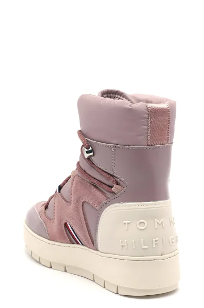 Čizme za snjeg s dodatkom kože Tommy Hilfiger svijetloružičasta