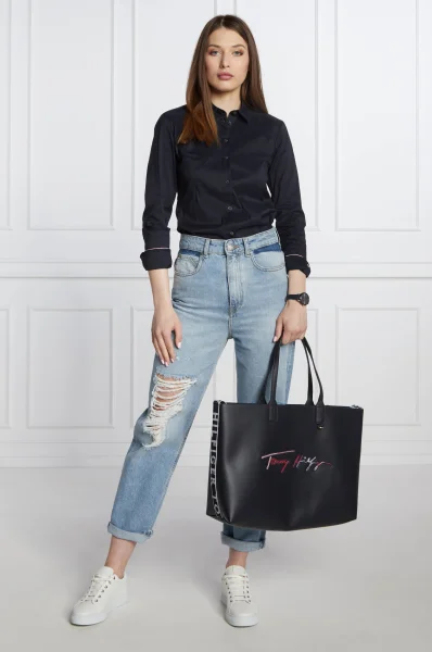 Shopper torba + torbica za sitnice Tommy Hilfiger modra