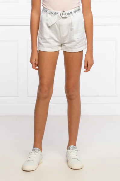 Kratke hlače | Regular Fit s dodatkom lana CALVIN KLEIN JEANS bijela