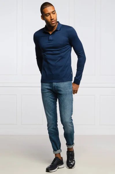 Polo majica Pleins 15 | Slim Fit | mercerised BOSS BLACK modra