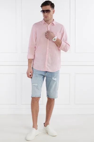 Lanena košulja | Regular Fit Guess Underwear ružičasta