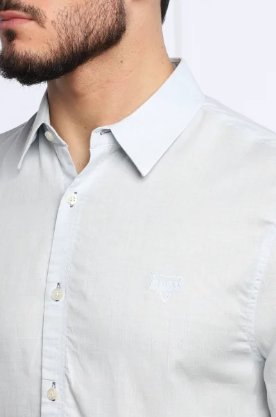 Košulja COLLINS | Regular Fit s dodatkom lana GUESS svijetloplava