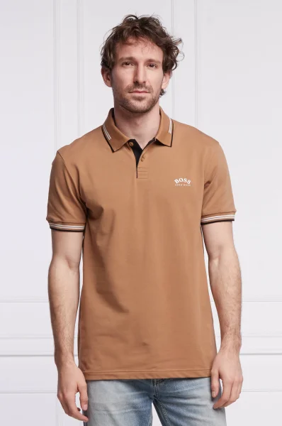 Polo majica Paul Curved | Slim Fit BOSS GREEN 	camel	