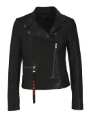 Kožna jakna lobina | Regular Fit HUGO crna
