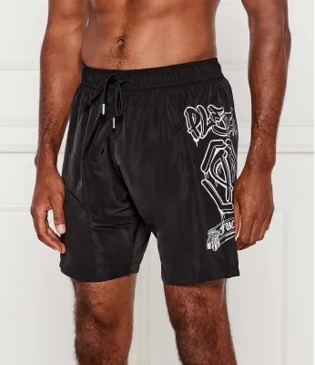 Kratke hlače za kupanje Graffiti Philipp Plein | Crna Regular Fit PB25MBL01