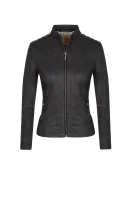 Leather jacket Janabelle 3 BOSS ORANGE crna