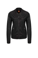 Leather jacket Jafani BOSS ORANGE crna